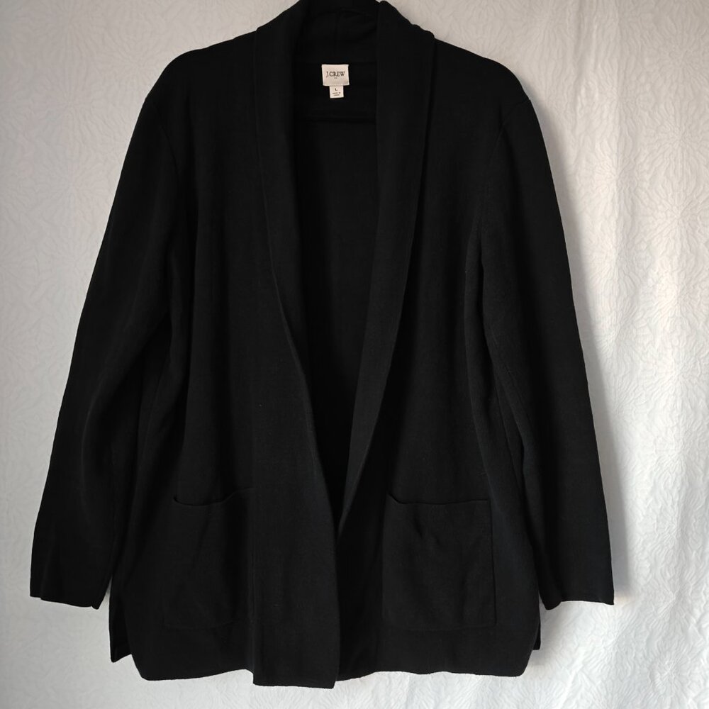 J. CREW Chelsea Sweater Blazer Black Size Large Old Money Career Workwear Office